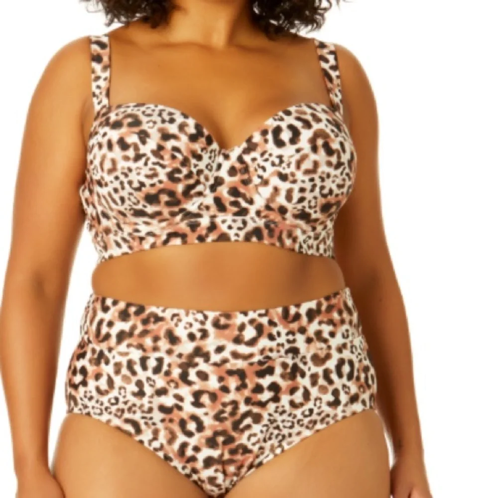NWT Bikini Leopard Time and Tru Women Plus Size 3X24W-26W swimsuit bathing suit